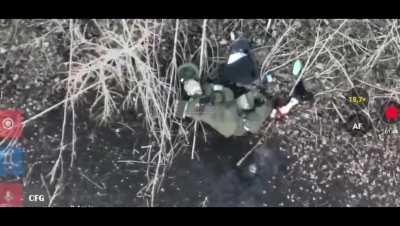A Wounded Russian soldier with a Leg Injury Shoots Himself in the Chest with His Rifle, Filmed by a Ukrainian Drone from an Unknown Unit in Kursk Oblast, Russia. (Published on December 21, 2024)
