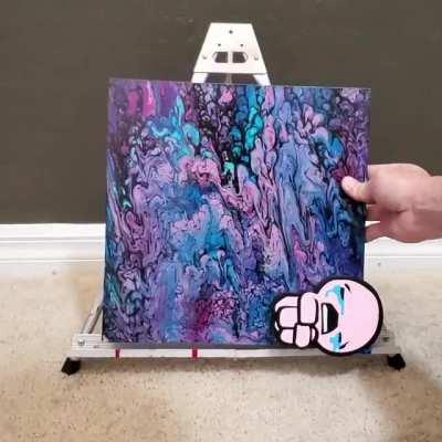 Since like 7 of you requested it, here's the final Isaac 3d art piece... Wood cutout hand painted on an acrylic pour background... I liked this bg for Isaac because it reminded me of the gloomy feel, isolation and the world closing in on you (him)... Hope