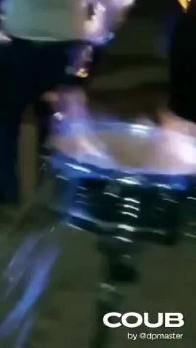 Playing drum with alcohol