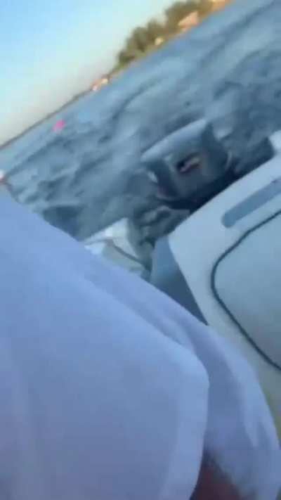 Skipper drives over tubing line