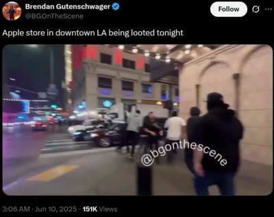 Apple Store in DTLA looted - June 10, 2025, around 3 AM