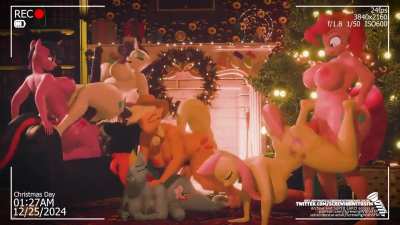 (ScrewingWithSFM) futa anthro-pony Christmas orgy
