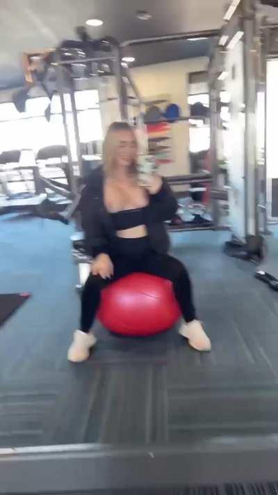 I love bouncing on big balls (f)