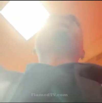 Man knocks out rival then continues on to order a sub.