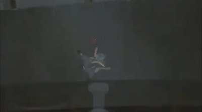 The Spanish dub of this scene never fails to leave me wheezing with laughter, especially that final scream