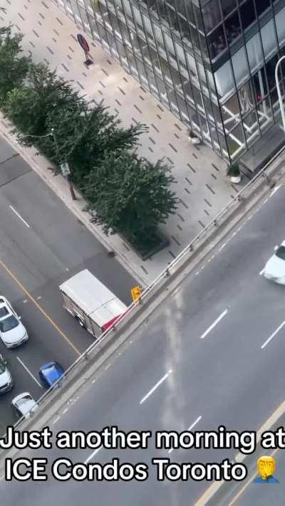 To put out a blazing fire with a red bucket 