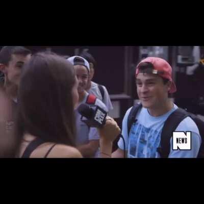 Man interviewed outside of the Supreme Crowbar event in Manhattan, 2017