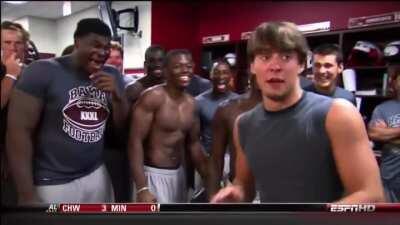 Doing an impression of coach Saban