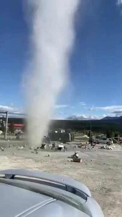 Dust devil obliterates fruit stand
