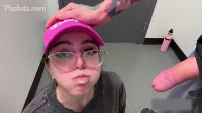 Drinking daddy's piss in a Walmart toilet