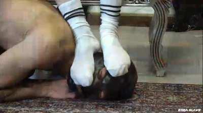 After jogging white socks