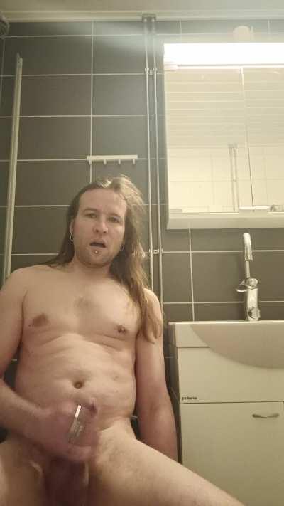Cumming in the bathroom