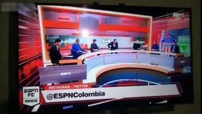 Large TV Falls On Reporter During Live Show