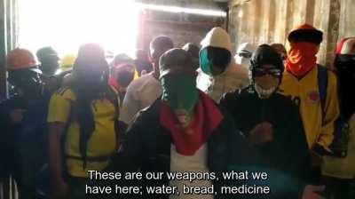 A message from people in Puerto Resistencia, Cali.