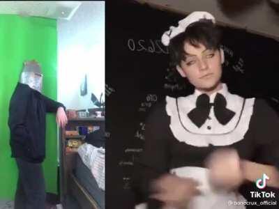 Cool helmet man in a special hospital.