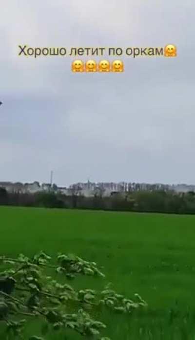 UA POV: Ukrainians watching cluster munitions being used on Russian position, Unknown location.
