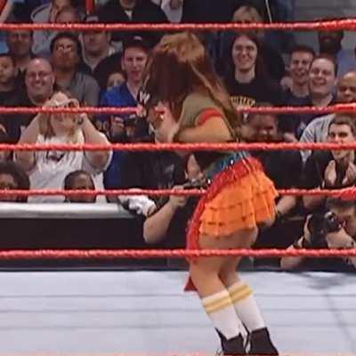 Trish Stratus as Mickie James. Someone probably had to wipe Kevin Dunn's drool off the floor.