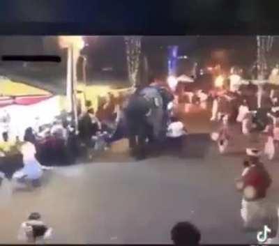 Elephant in religious pageant causes some chaos