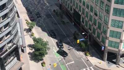 Just witnessed a shooting at Front and Blue Jay Way. Here is a video of the aftermath. Shots fired from white SUV. Black vehicle crashes in pursuit.