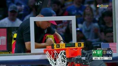 [Highlight] The Technicians at Ball Arena in Denver slowly replace the rim and hoop with a handheld wrench and ratchet