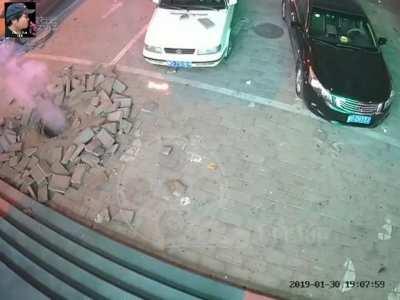 Firecracker ignites sewer gas