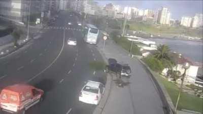 Desde otra camara, asi se vio el choque del impresentable e irresponsable borracho.