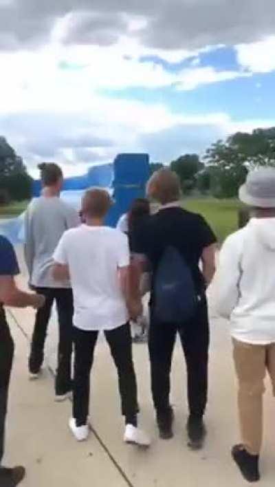 Fro takes on an older troublemaker at the skate part