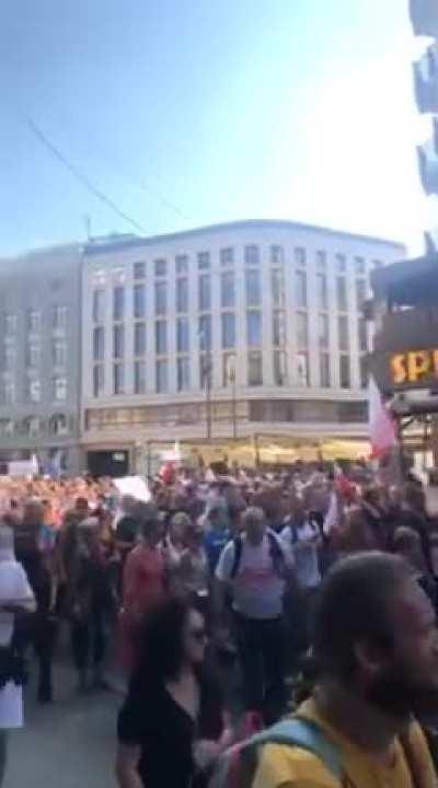 Polish protestors shouting 