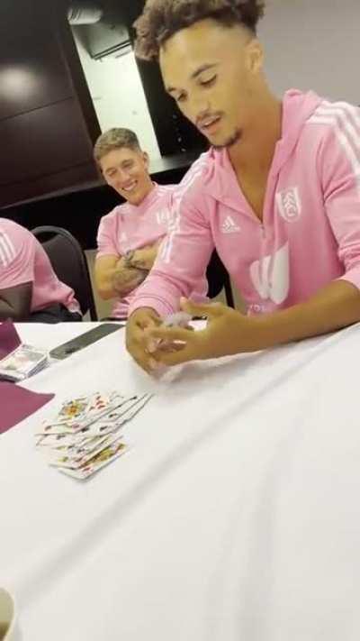 Antonee Robinson (aka Jedi) of Fulham showing off