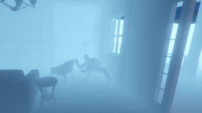 I invited him to play the game for the first time. He thought he could smack the ghost.