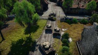 One bush on tracks versus a column of Tigers.