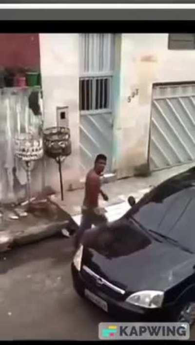 Drunk dude hit a car and knocked out