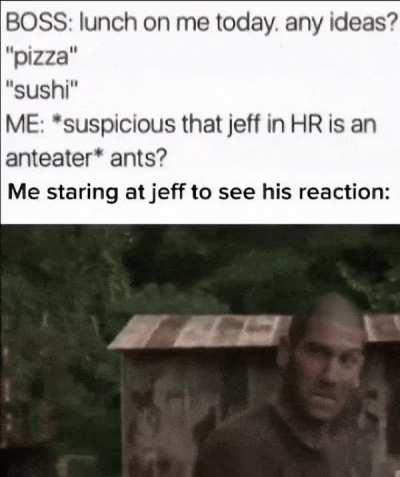 The Walking Dead - Boss Lunch is on me Me staring at jeff to see his reaction