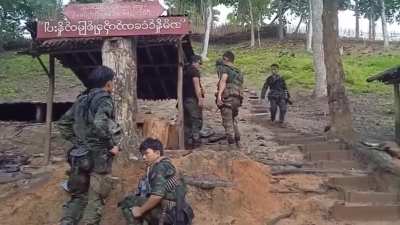 (Between February-June 2023) Another View of Karenni Anti-Junta Militias [KA, KNDF, KNPLF] and People's Defense Force Rebels Attacking a Myanmar Army base in Mese Township, Kayah State 