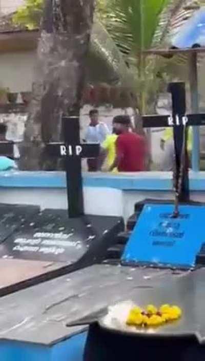 Fierce fight between Brazil and Argentina fans at a cemetery in India