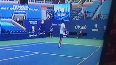 Novak Djokovic gets defaulted from the US Open as a first seed after he unintentionally hits a line judge in the throat with a ball he hit out of anger