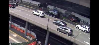 People struck by out of control car at an airport