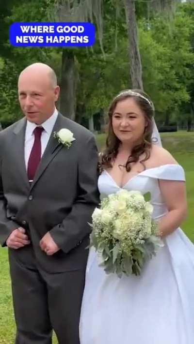 Last year, Hal Davis was in an accident that left him paralyzed. He spent months learning to walk again, afraid he would miss his daughter's wedding. This week, he walked her down the aisle. (C) Goodale