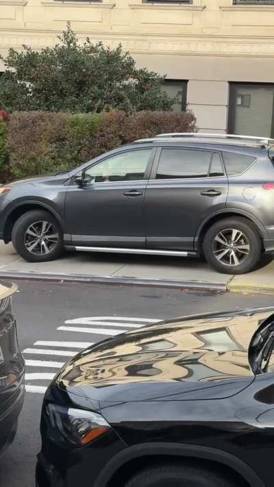 Welcome to Astoria, where drivers can and will drive on the sidewalk at the smallest inconvenience