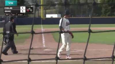 Cal State Bakersfield CF runs directly into the wall