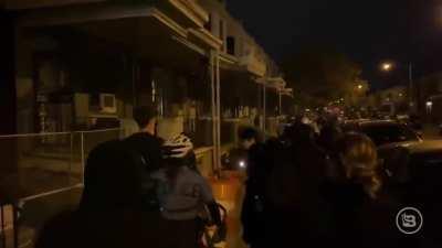 Liberal/anarcho-Democrat Antifa intimidate, obstruct bicycle cops using public sidewalks