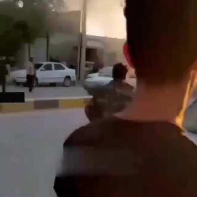 burning car starts moving