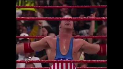 That time Kurt Angle Angle-Slammed Mae Young and celebrated like he won the 96 Olympics all over again