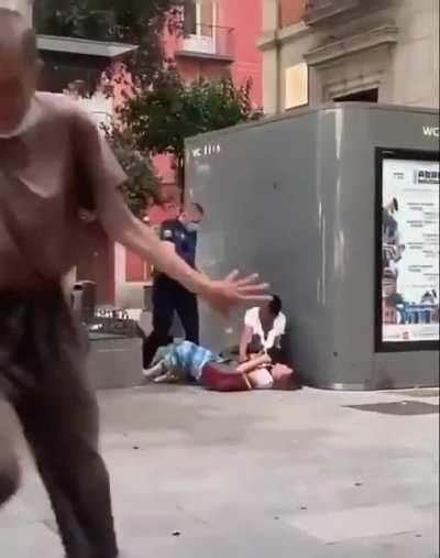 Cool guy doing cool shit while a cooler dude does cooler shit in the background...