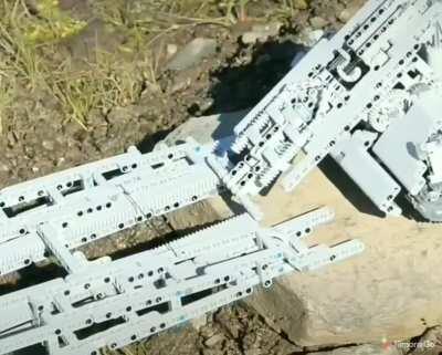 A lego bridge layer tank in action