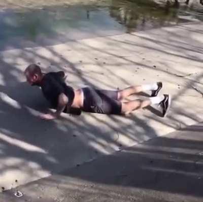 To go over a bridge on a bicycle