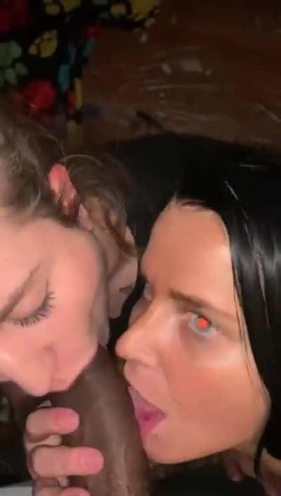 BBC Threesome Blowjob