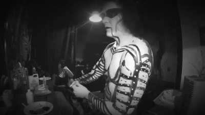 Timelapse of Thy Antichrist vocalist applying his full upper body corpse paint