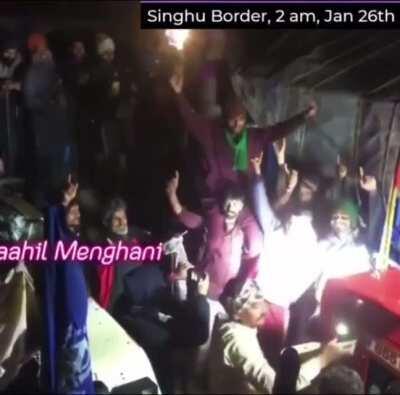 Current scenes, the early morning atmosphere at Delhi’s Singhu Border as the farmers get ready for the tractor rally.