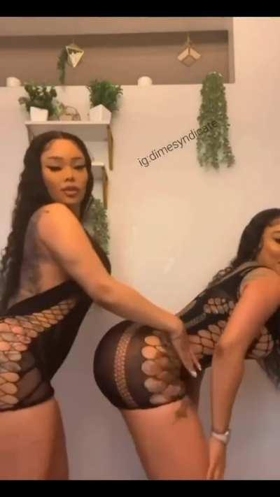 Lesbian Twins taking turns ass humping each other